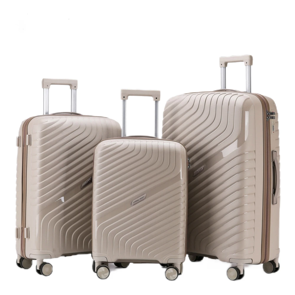 3-Piece Light Weight Carry-On Luggage Set PP Travel Suitcase Colorful Spinner Luggage Lock Waterproof factory